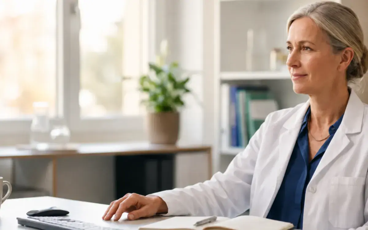 Physician at a desk in a consulting room
