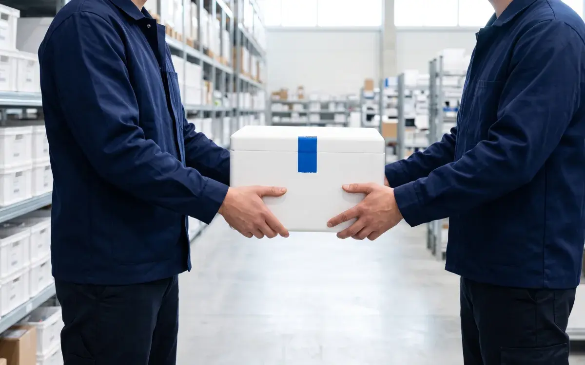 Handover of a sealed pharmaceutical shipment